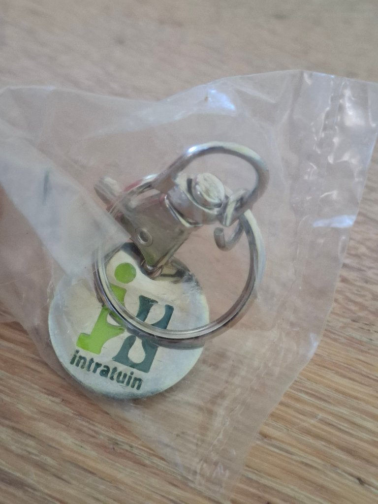 Intratuin winkelwagenmuntje met sleutelhanger - nieuw, Verzamelen, Ophalen of Verzenden