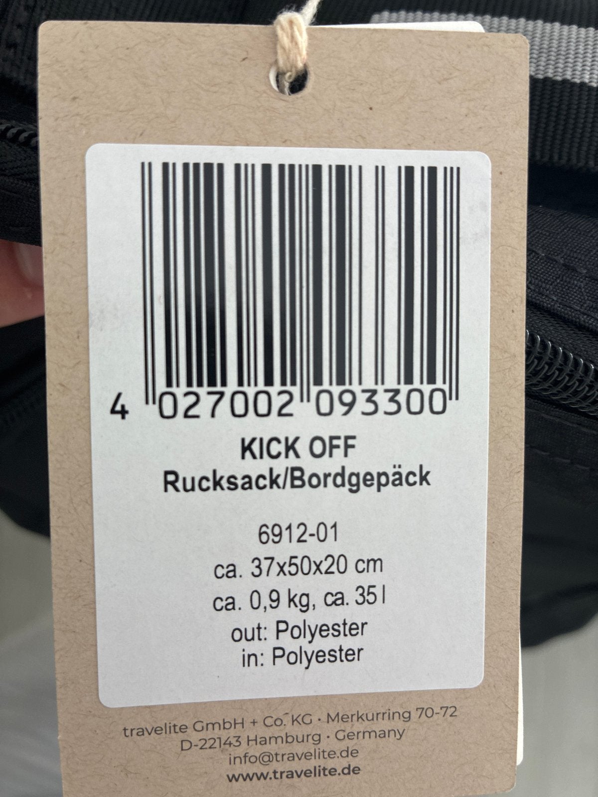 Travelite Kick Off Rugzak/Bordgepäck - Zwart, 35L, Sieraden, Tassen en Uiterlijk, 25 tot 40 cm, Nieuw, Ophalen of Verzenden, Overige merken