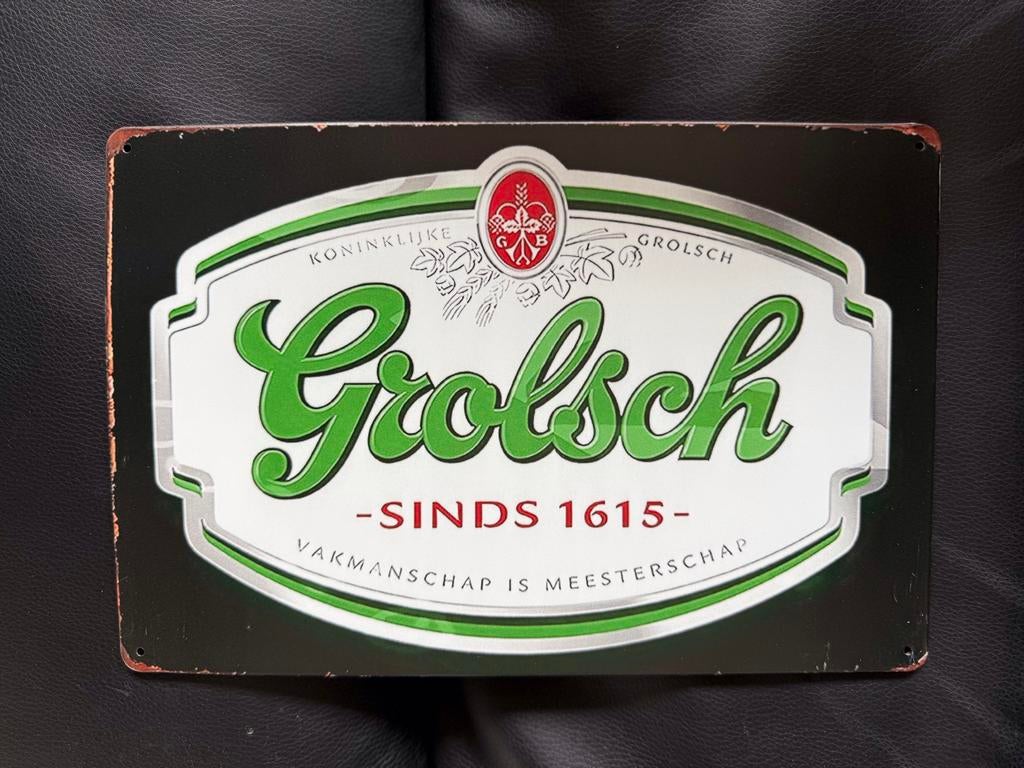 Grolsch Reclamebord - Sinds 1615 30 bij 20, Ophalen of Verzenden, Gebruikt, Reclamebord