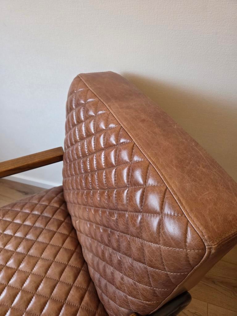 Marc fauteuil java 95 d.bruin. leren stoel, Huis en Inrichting, Fauteuils, Ophalen, Gebruikt, 75 tot 100 cm, 50 tot 75 cm