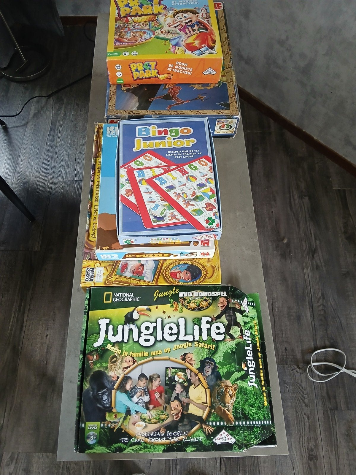 Bordspellen set: Pretpark, Bingo Junior, JungleLife, Vijf spelers of meer, Ophalen of Verzenden, Gebruikt