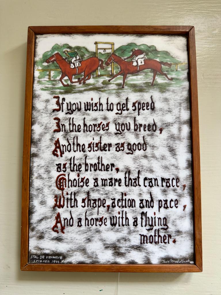 Vintage Tegeltableau Paardenrace Toon Merkelbach 1944, Ophalen of Verzenden, Zo goed als nieuw