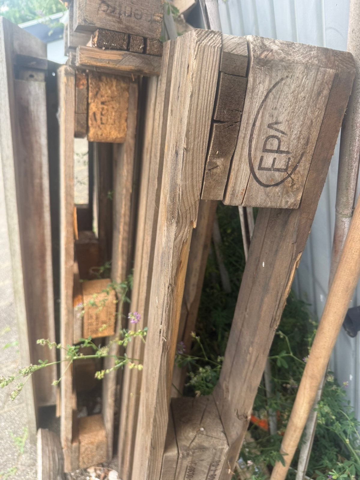3 europallets tafelblad kachelhout, Ophalen, 1 tot 2 meter, Minder dan 3 meter, Zo goed als nieuw
