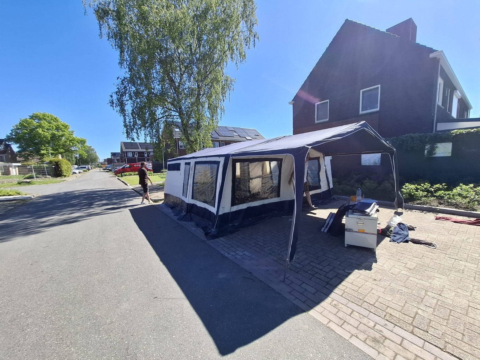 Roadmaster Family S vouwwagen met uitbouw en luifel, Blauw, Aanwezig, Tot en met 4, Ophalen