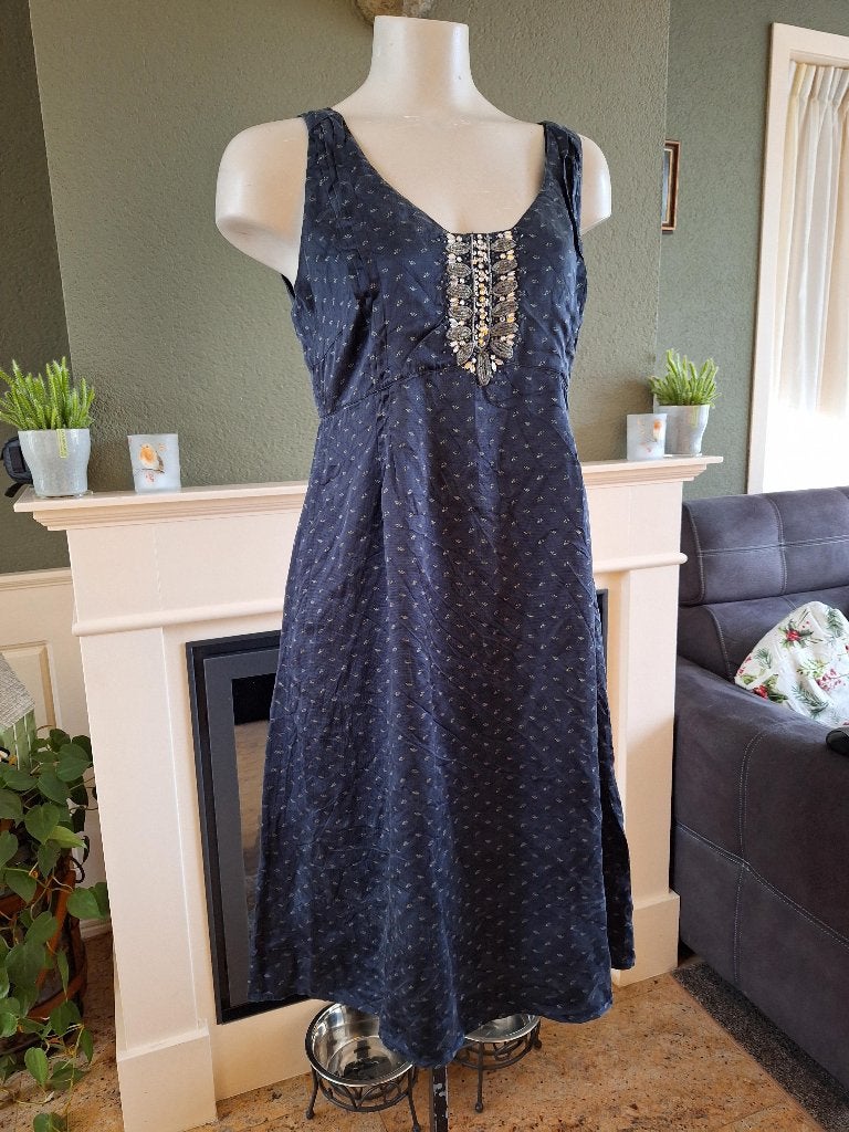 Noa Noa 2 delig zijden blauw jurk M 38 40, Maat 38/40 (M), Knielengte, Gedragen, Verzenden