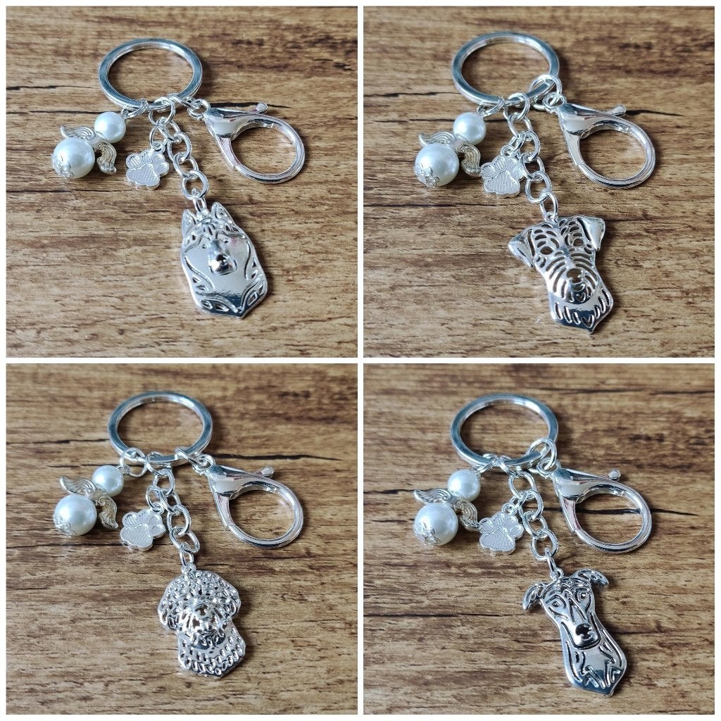 Tas / Sleutelhanger div. hondenrassen silver plated + engel, Verzenden, Nieuw, Dier of Natuur