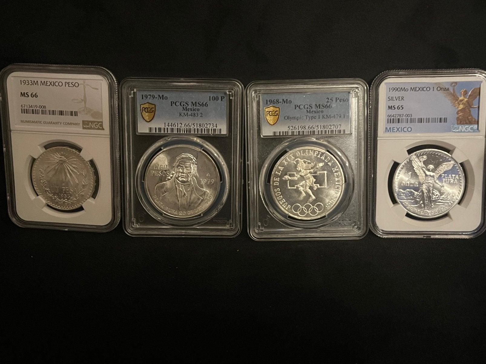 SPOED!! Mexicaanse slabbs NGC/PCGS 4 stuks, Ophalen of Verzenden, Buitenland, Bankbiljetten