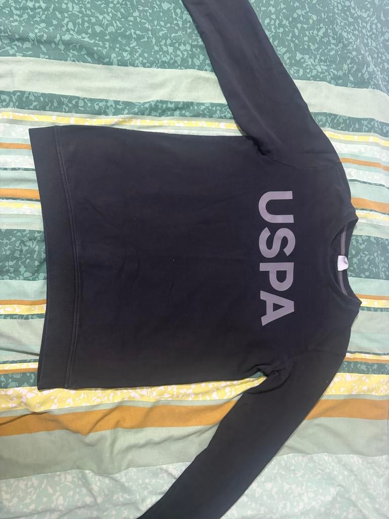 USPA Sport Trui Zwart Maat 158-164 (13-14 jaar), Ophalen of Verzenden, Gebruikt, Jongen, Trui of Vest