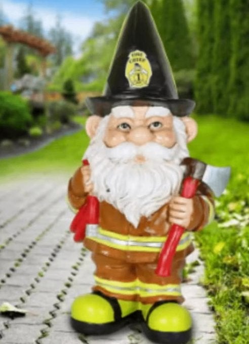Prachtig tuinbeeld Brandweerman kabouter (15cm), Ophalen of Verzenden, Nieuw