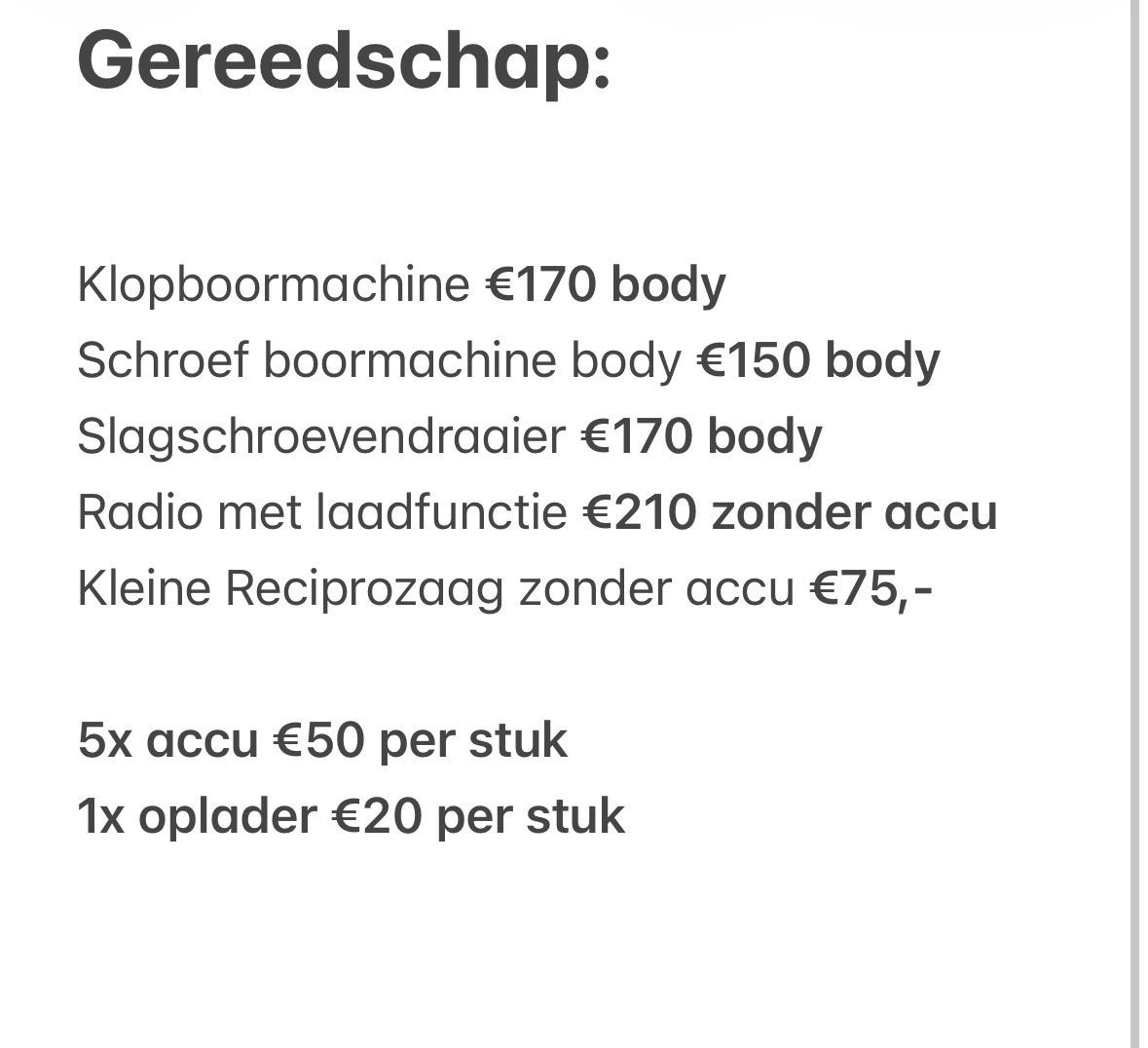 Milwaukee gereedschap, nog wag items te koop!, Eén persoon, Cadeaubon