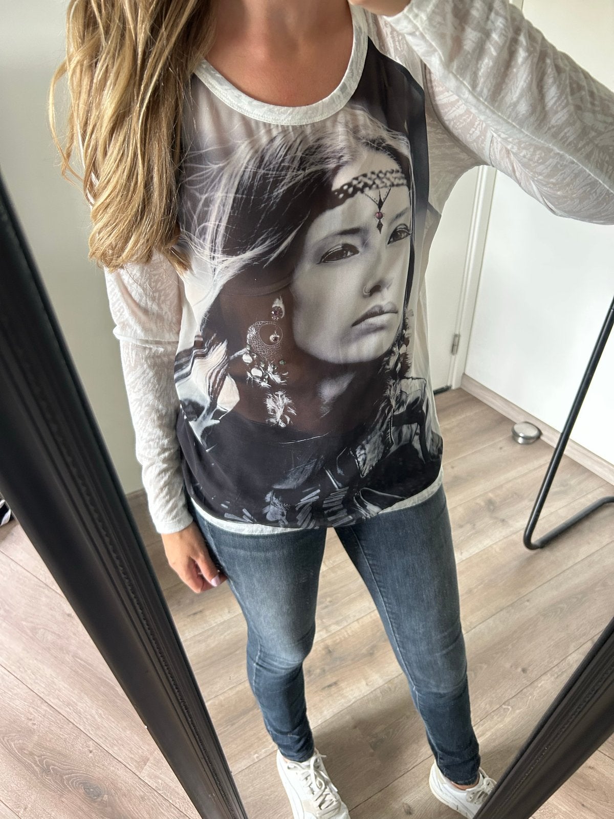 Only shirt met lange mouwen en print - Nieuw met kaartje, Maat 38/40 (M), Wit, Nieuw, Ophalen of Verzenden