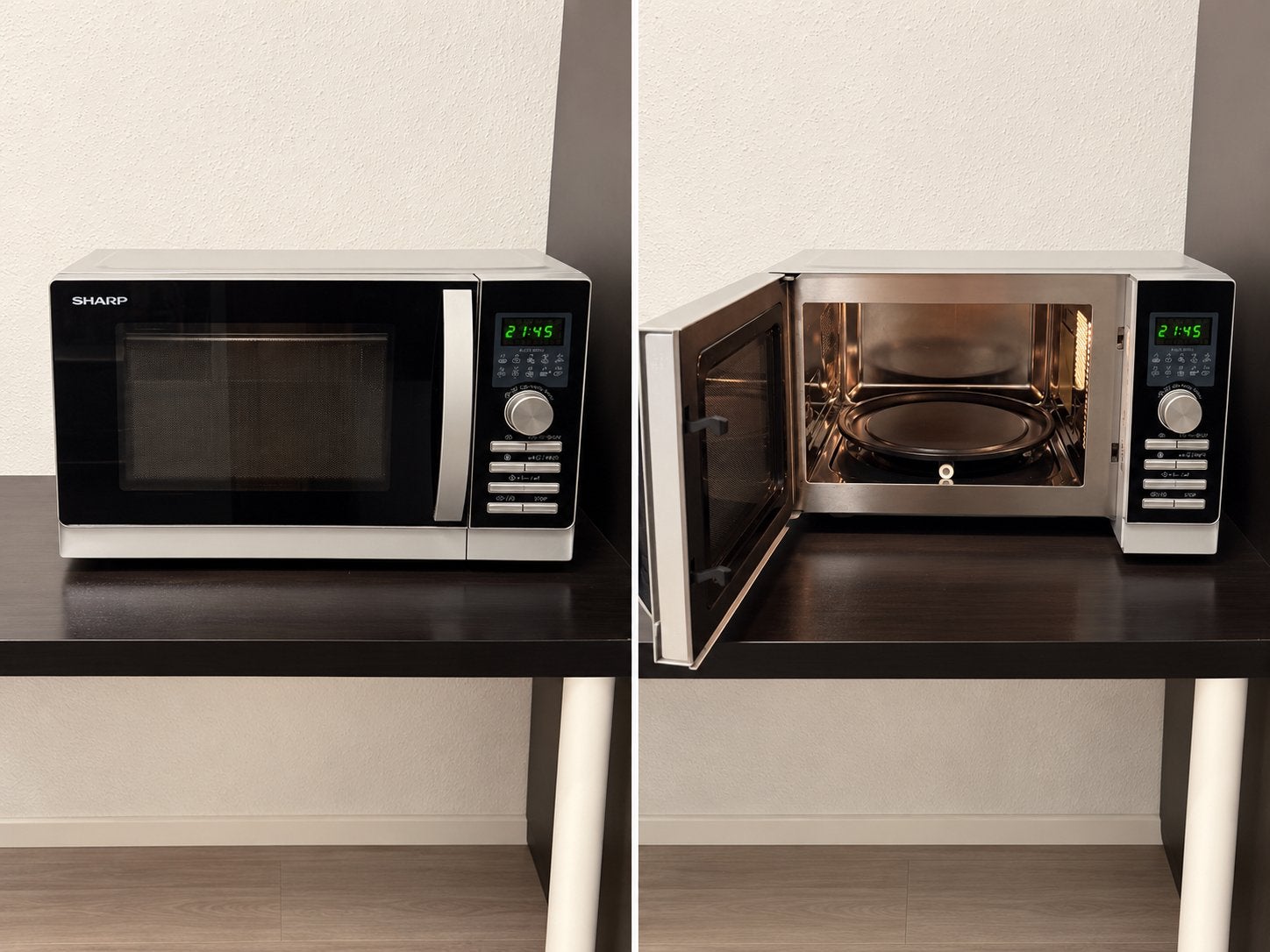 De Sharp R843INW is een uitgebreide combi-magnetron, Ophalen, Combimagnetron, Gebruikt, Draaiplateau