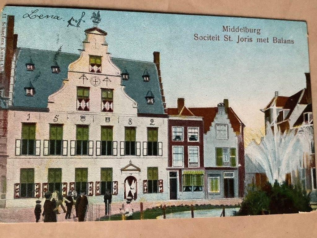 Middelburg 1905 Sociëteit Sint Joris met Balans, Ophalen of Verzenden, Voor 1920, Gelopen, Zeeland