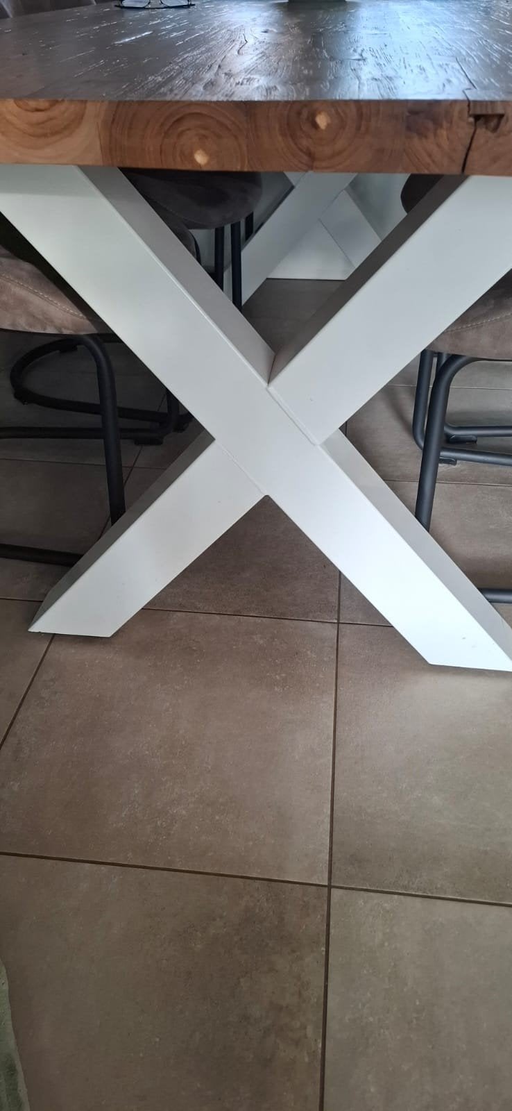 Metalen kruispoten voor eettafel - Wit, Ophalen, Tafelpoot, Gebruikt, 50 tot 100 cm