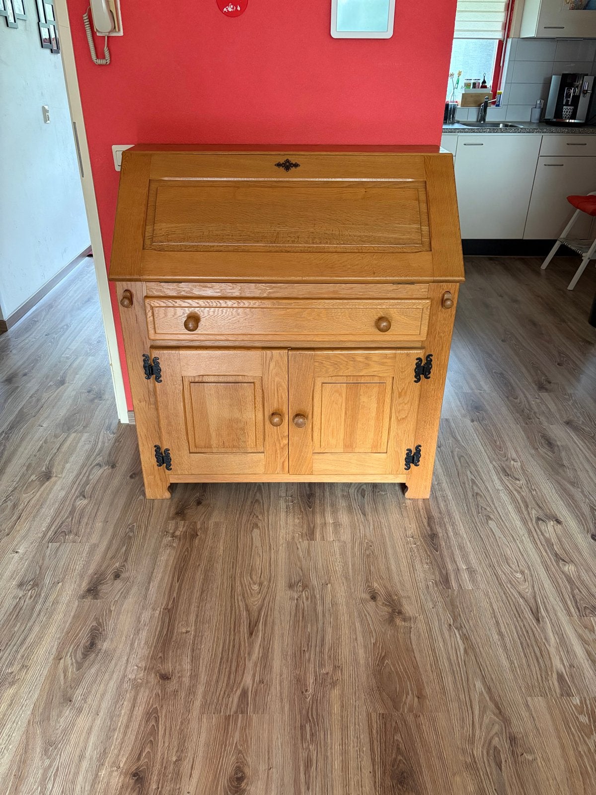 Massief Eiken Secretaire / Bureau, Huis en Inrichting, Ophalen of Verzenden