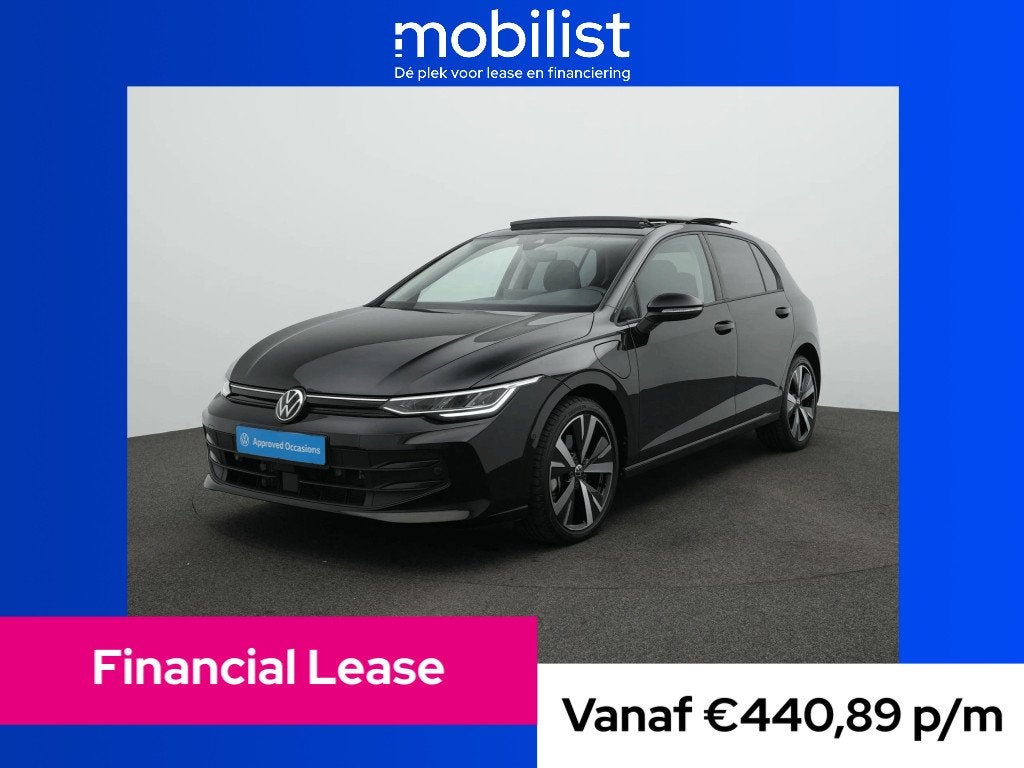 Volkswagen Golf 1.5 eHybrid 204 pk Life Edition (bj 2025), 4 cilinders, Zwart, Bedrijf, 1700 kg