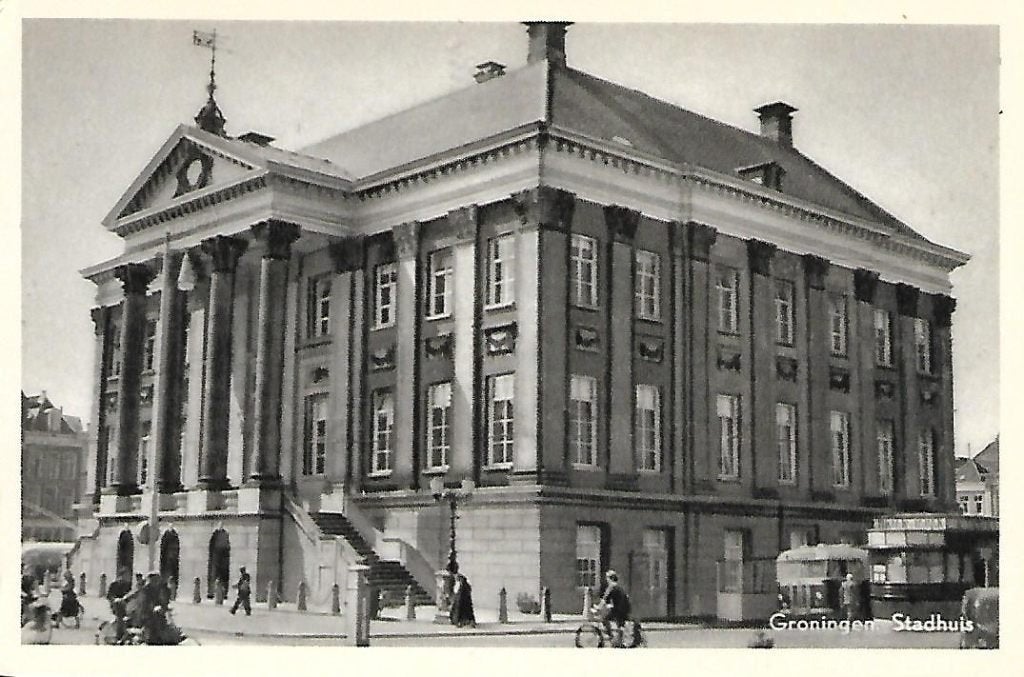 Groningen- -Stadhuis., Verzenden, 1940 tot 1960, Gelopen, Groningen