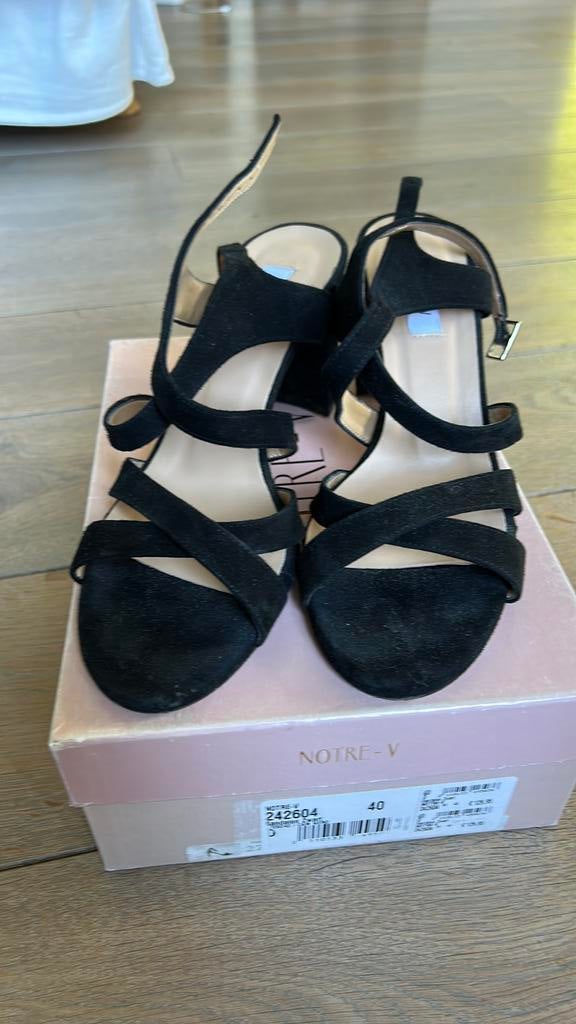 Sandaal/ muiltje/ zwart/ maat 40, Verzenden, Zwart, Sandalen of Muiltjes, Zo goed als nieuw