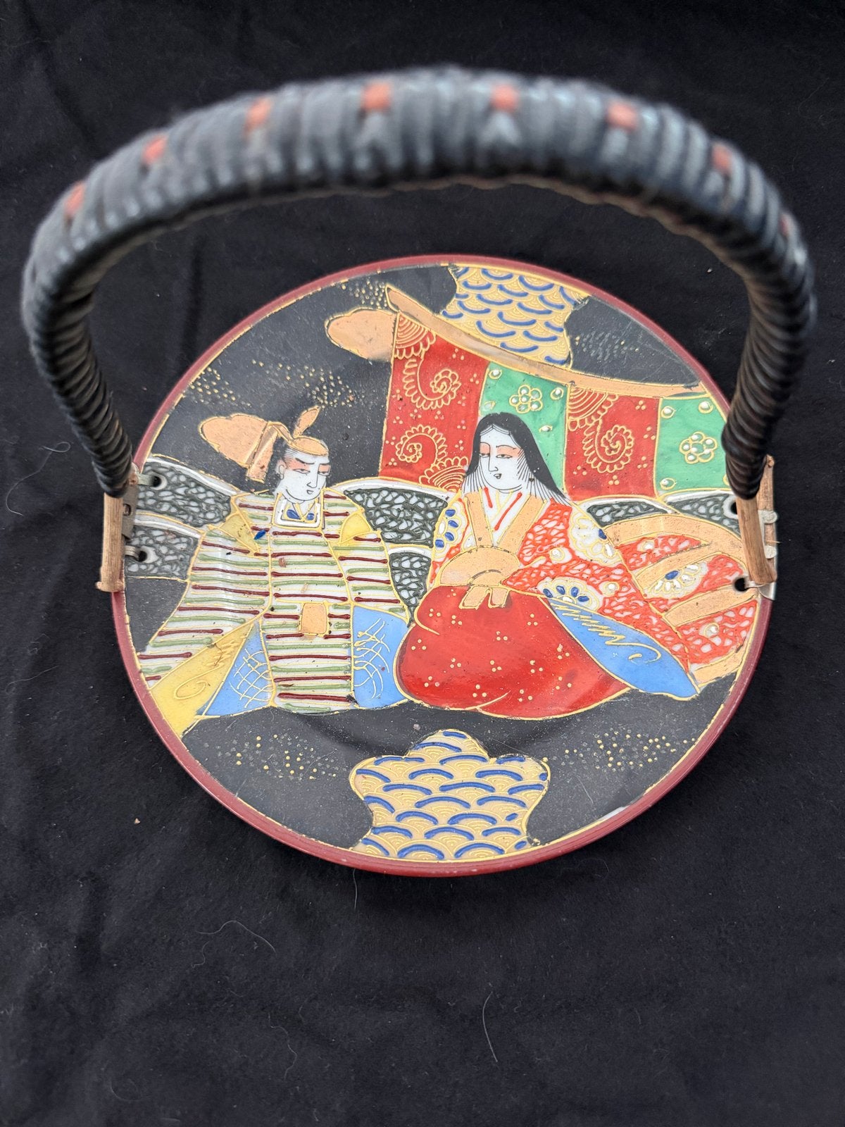 Vintage Japans Satsuma Moriage Wandbord met Hengsel, Ophalen of Verzenden