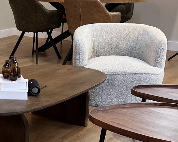 -50% Showroommodel , Fauteuil Lola – Bouclé Naturel, Niet ingevuld, Niet ingevuld, Nieuw, 75 tot 100 cm