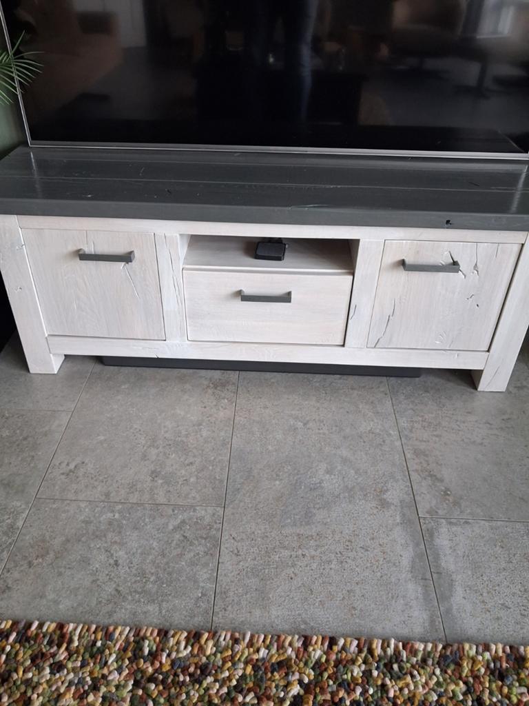 Tv kast white washed eiken, Huis en Inrichting, Kasten | Televisiemeubels, Ophalen, 100 tot 150 cm, Eikenhout, Minder dan 100 cm