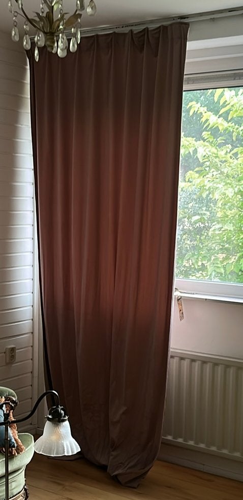 Oudroze gordijnen set van 5, Huis en Inrichting, Stoffering | Gordijnen en Lamellen, Ophalen, Gebruikt, 300 cm, Lichtdoorlatend