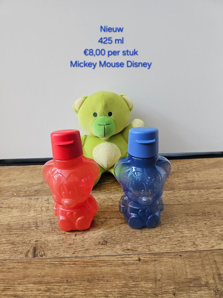 Tupperware nieuwe Mickey Mouse flessen 425 ml sportdop, Huis en Inrichting, Keuken | Tupperware, Ophalen of Verzenden, Nieuw, Blauw