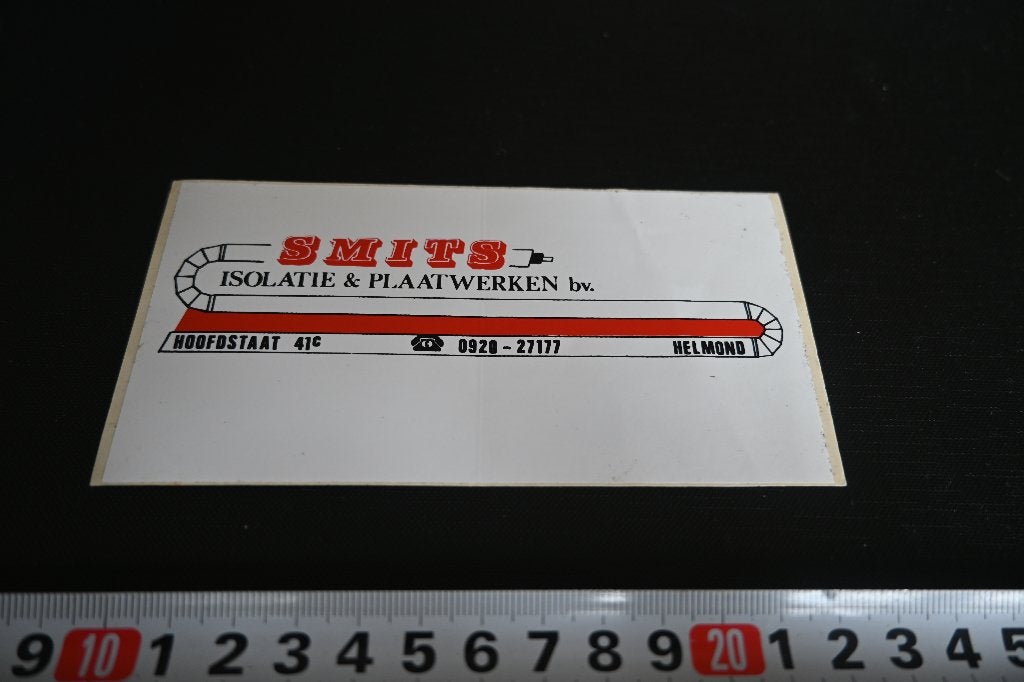 sticker helmond SMITS isolatie & plaatwerken hoofdstraat 41c, Ophalen of Verzenden, Zo goed als nieuw