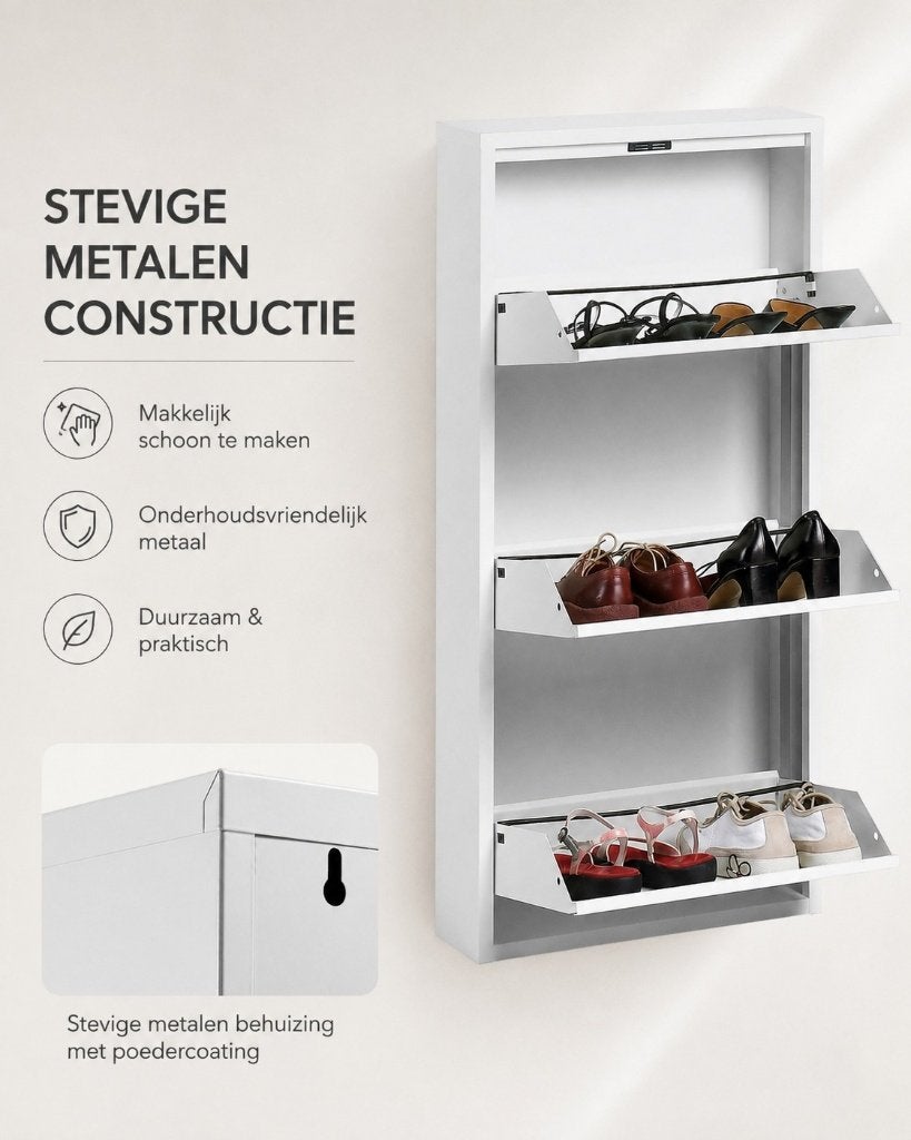 Metalen Schoenenkast 3 Kleppen – Smal – 15 cm Diep, Huis en Inrichting, Ophalen, Nieuw, Modern & minimalistisch