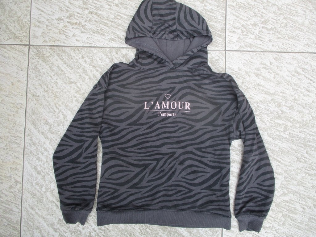 Sweater trui grijs maat 140 truitje met capuchon, Ophalen of Verzenden, Zo goed als nieuw, Meisje, Trui of Vest