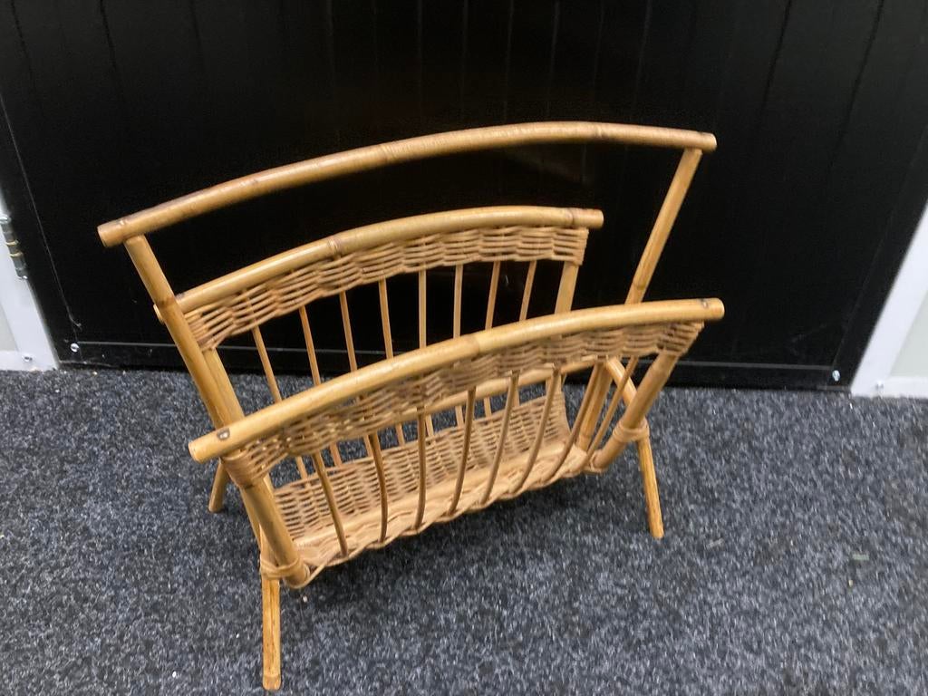 Vintage rotan lectuur of LP bak, Ophalen of Verzenden