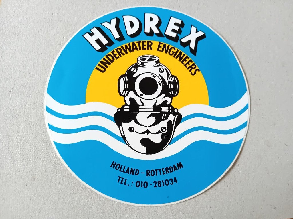 Hydrex Underwater Engineers sticker blauw Antwerpen 12cm, Ophalen of Verzenden, Zo goed als nieuw, Bedrijf of Vereniging