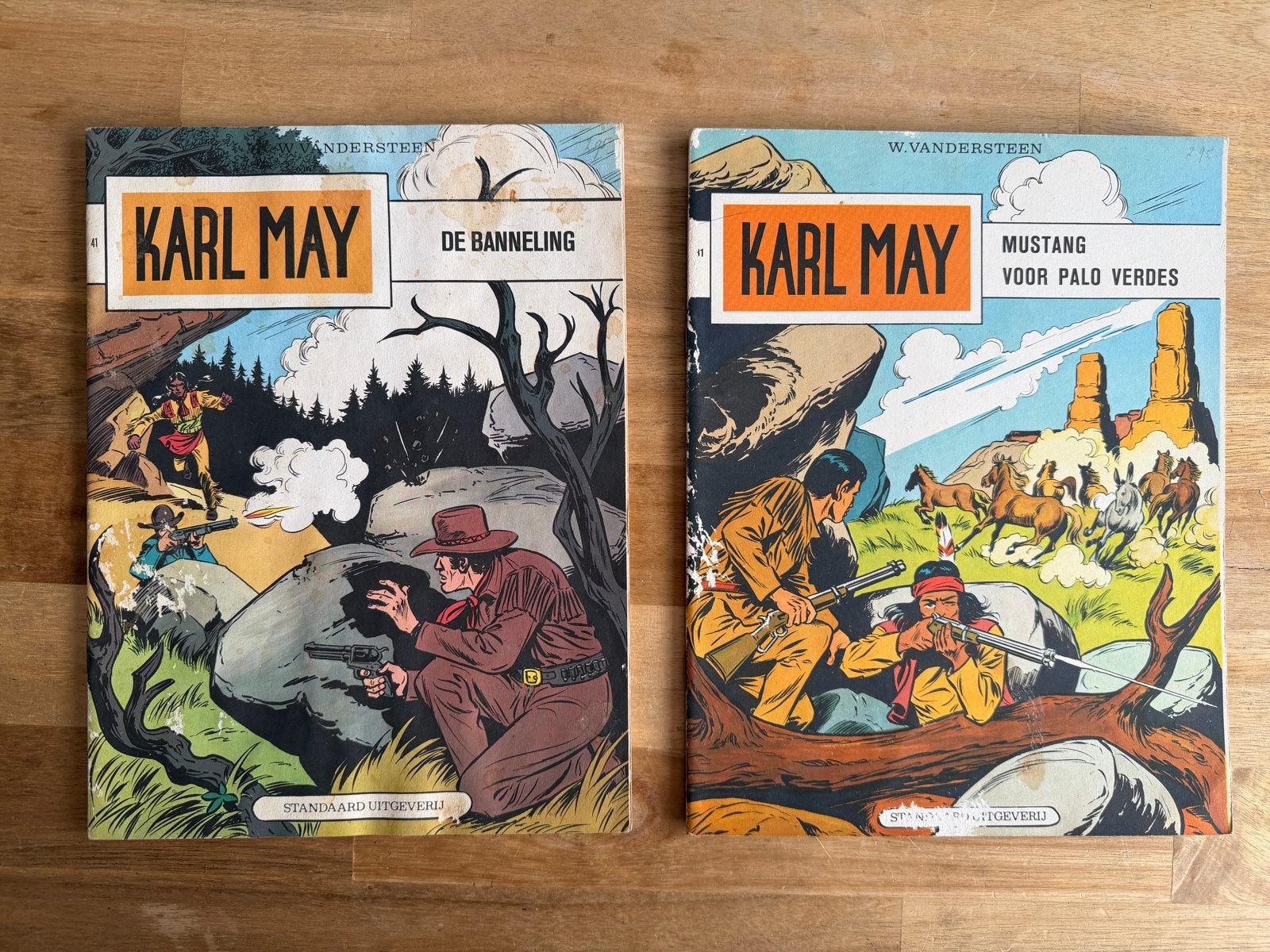 Karl May Stripboeken - De Banneling & Mustang (1e druk), Gelezen, Willy Vandersteen, Ophalen of Verzenden, Meerdere stripboeken