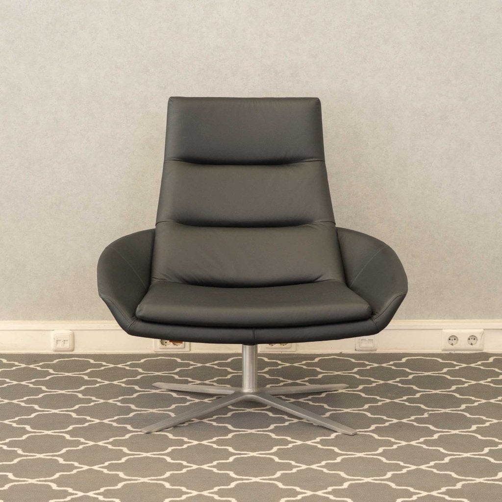 Montis Hugo Fauteuil Zwart Leder - Aluminium, Huis en Inrichting, Fauteuils, Niet ingevuld, Zo goed als nieuw, Niet ingevuld, Niet ingevuld