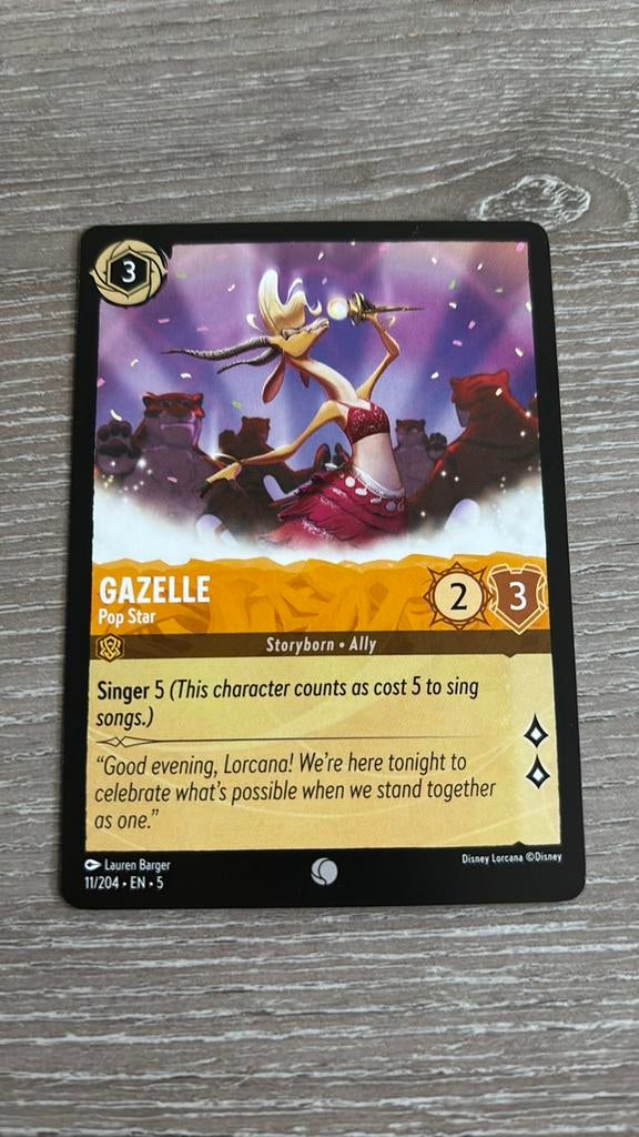 Disney Lorcana Gazelle popstar 11-204 5SSK nonfoil, Ophalen of Verzenden, Zo goed als nieuw, Losse kaart