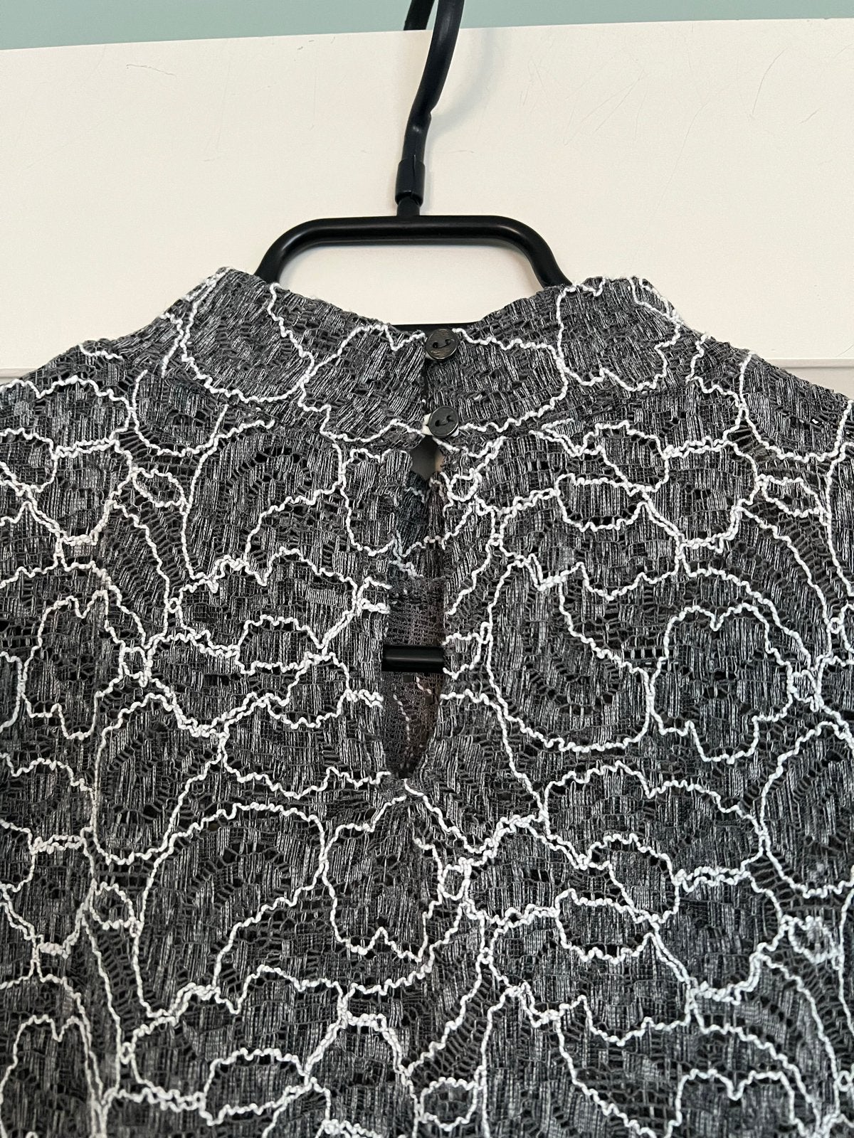 Esprit blouse maat M - Grijs met wit kantpatroon, Ophalen of Verzenden, Gedragen, Maat 38/40 (M), Grijs