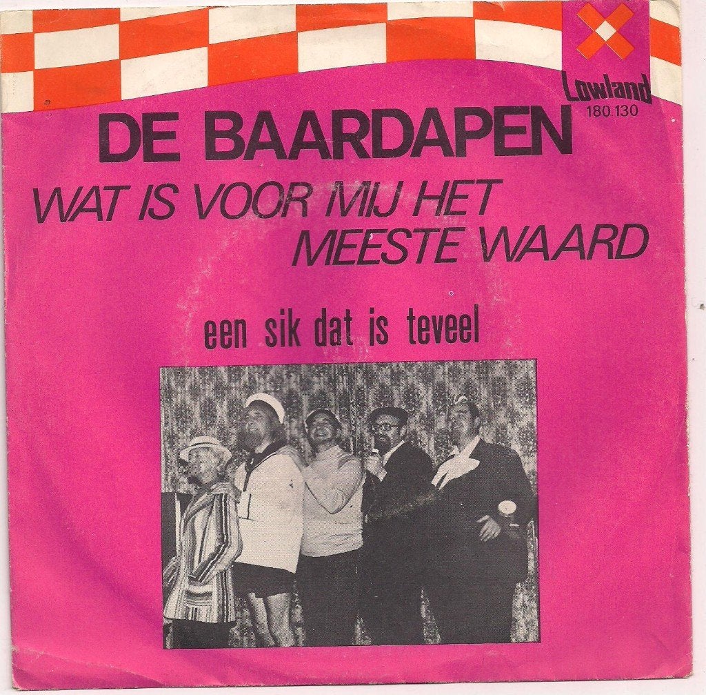 De Baardapen- Een sik dat is teveel/ Wat is voor mij, Beschermende buitenhoes, Ophalen of Verzenden, 7 inch, Levenslied of Smartlap