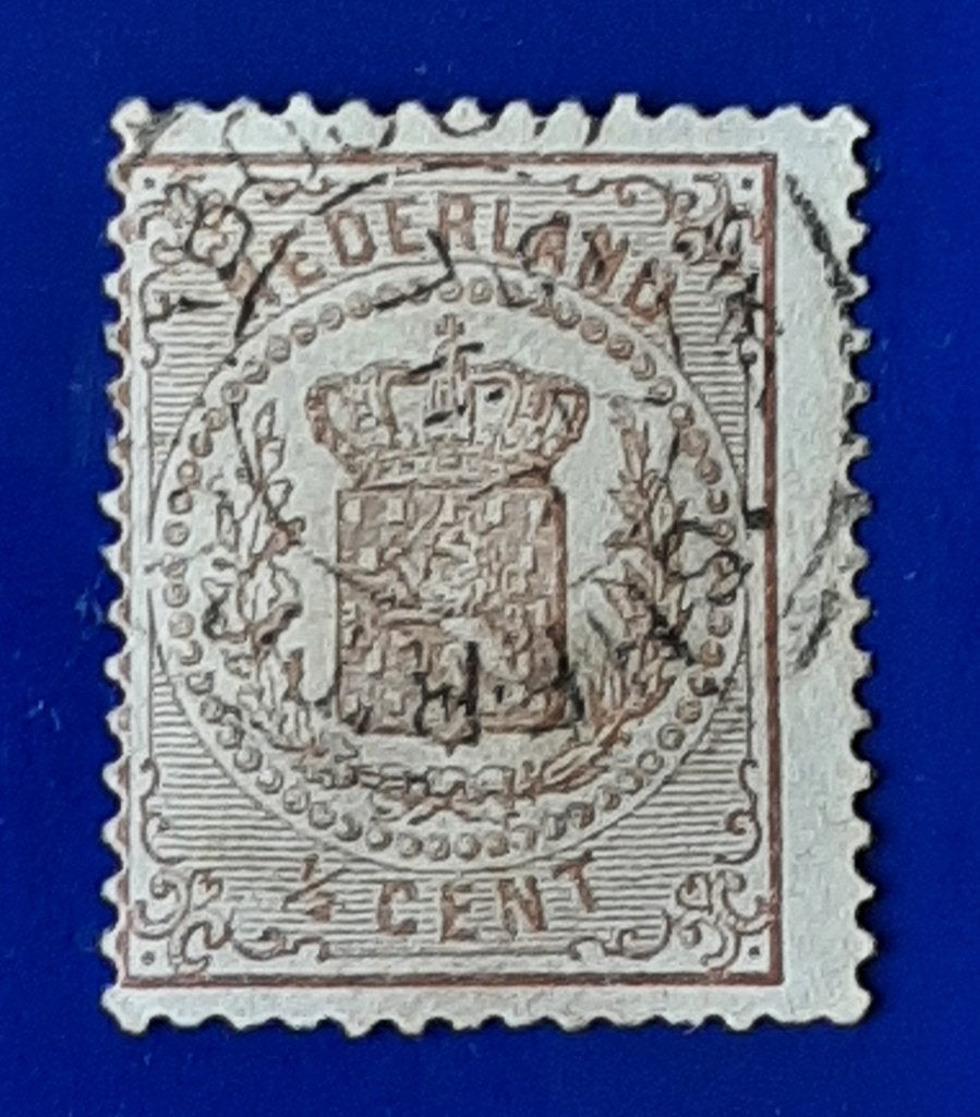 1869-1871 Nederland Wapenzegel 0,5 cent Bruin Nvph 13, Postzegels en Munten, Postzegels | Nederland, Ophalen, Gestempeld
