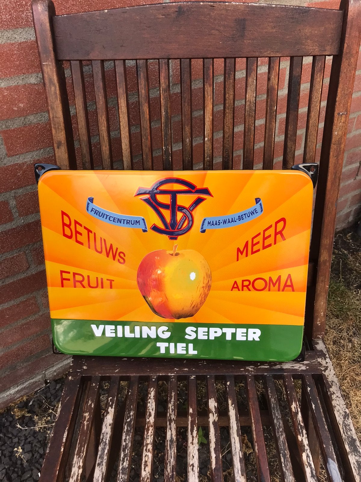 Septer Tiel emaille reclamebord fruit, Ophalen of Verzenden, Zo goed als nieuw, Reclamebord