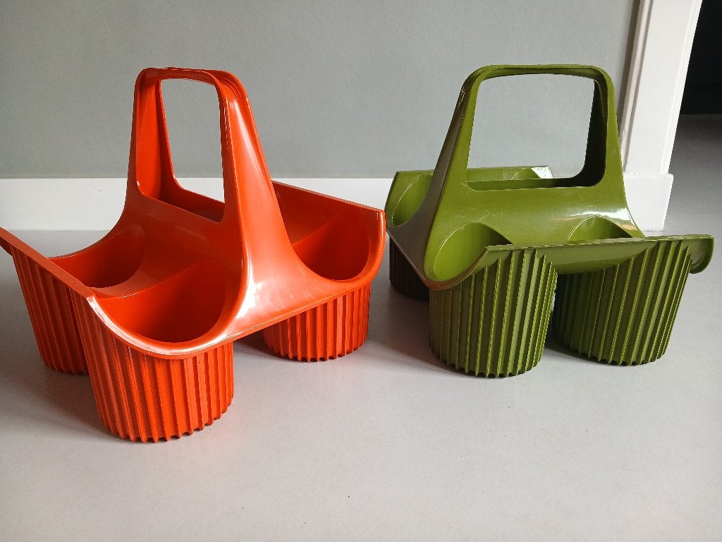 CURVER - Spage Age Design Flessenhouder. Vintage jaren 60-70, Kunststof, Gebruikt, Ophalen of Verzenden, Minder dan 5 flessen