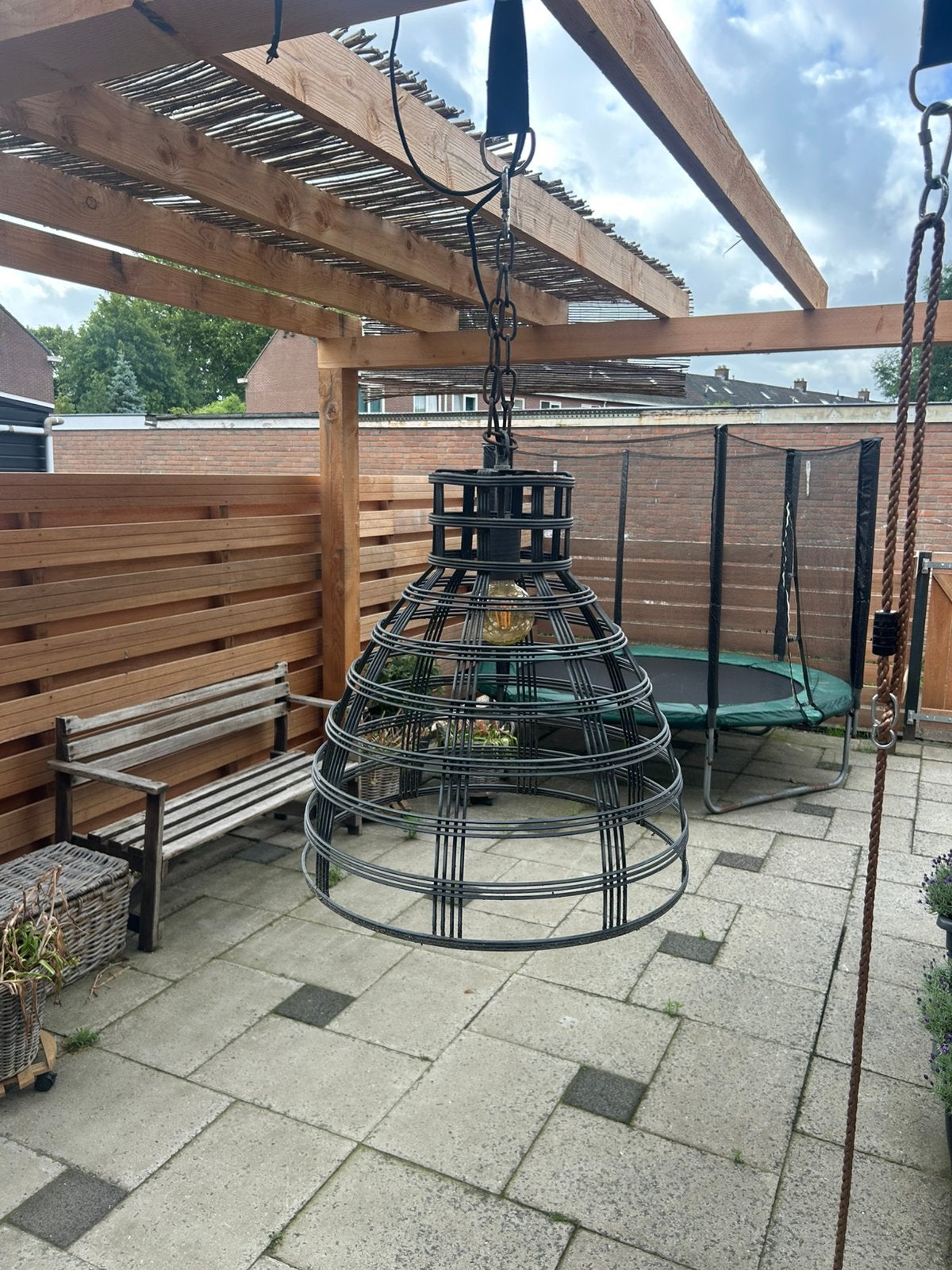 Robuuste metalen hanglamp, Ophalen, Gebruikt, Metaal, 50 tot 75 cm