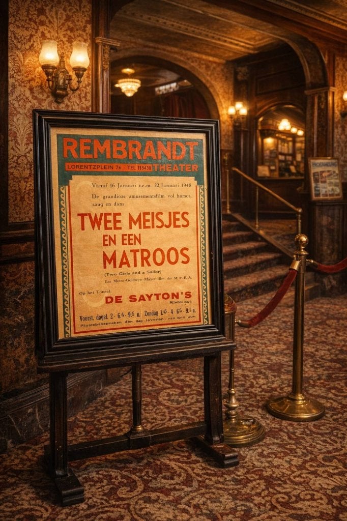 Bioscoopposter amusement film Twee meisjes en een matroos📽, Ophalen, Gebruikt, ., Poster
