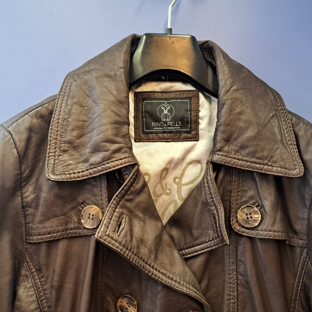 Rino & Pelle leren jas trenchcoat winter m 42 lamsleer 49538, Bruin, ., Maat 42/44 (L), Ophalen of Verzenden