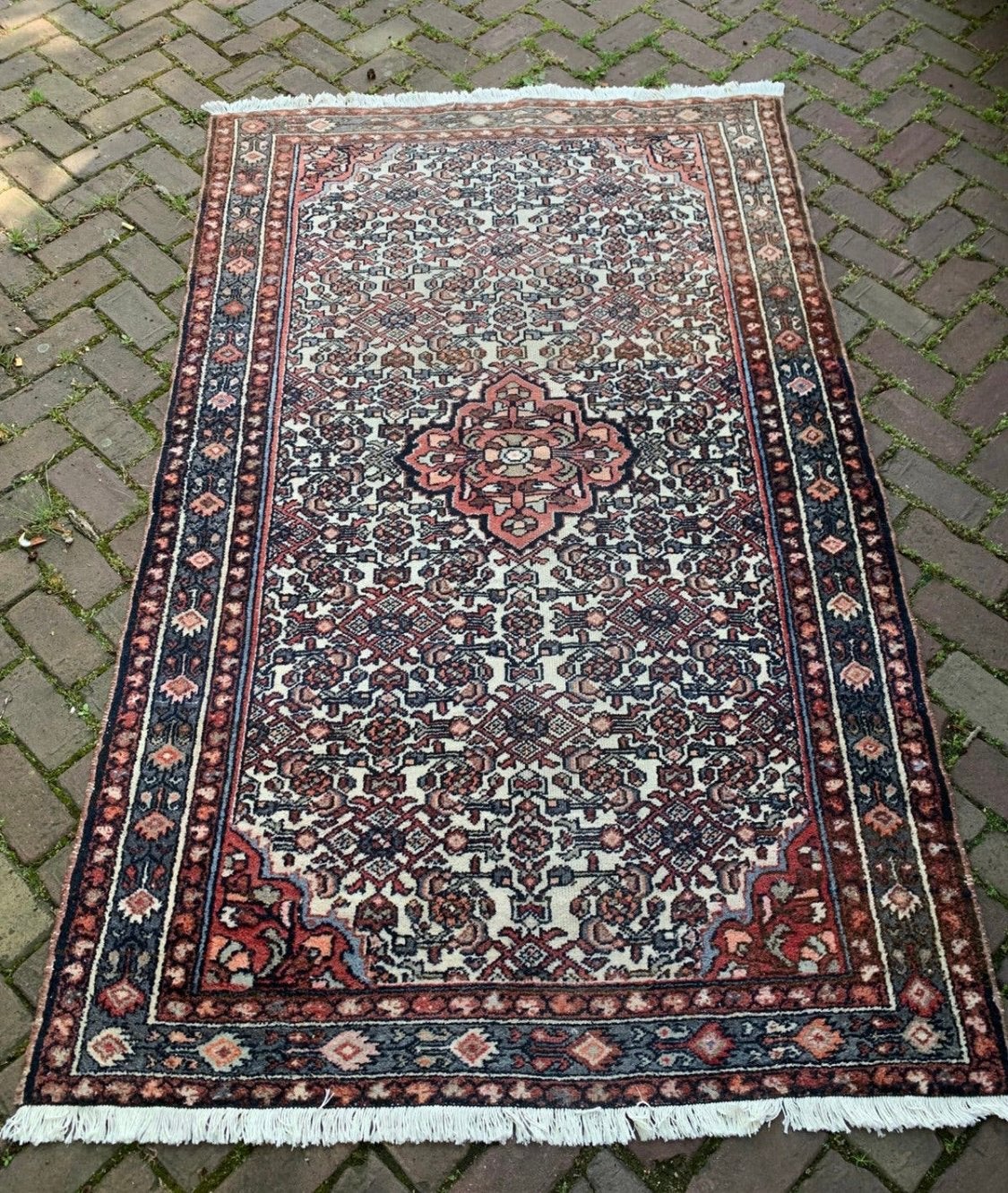 Kleed handgeknoopt vintage Perzisch Bidjar tapijt floraal, Ophalen of Verzenden