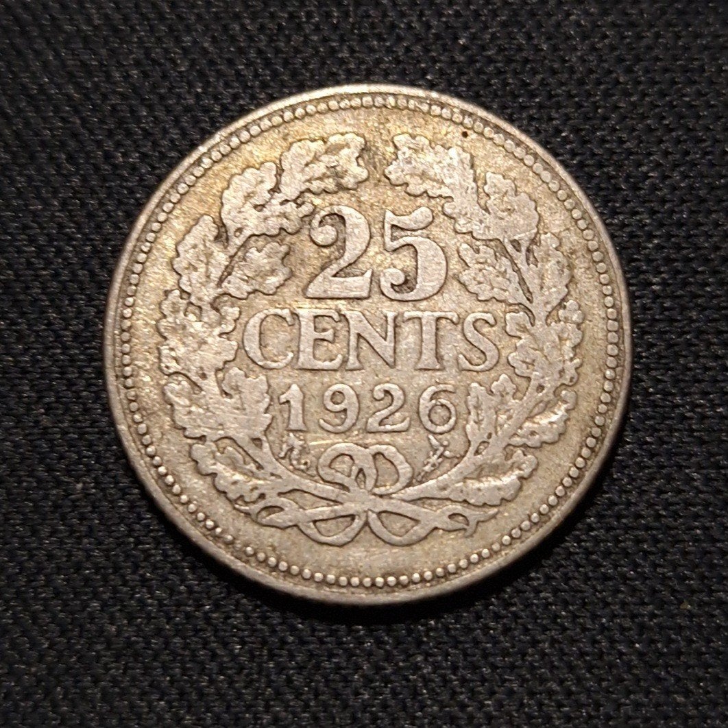 25 cent 1926, Postzegels en Munten, Munten | Nederland, Verzenden, Zilver, 25 cent, Koningin Wilhelmina