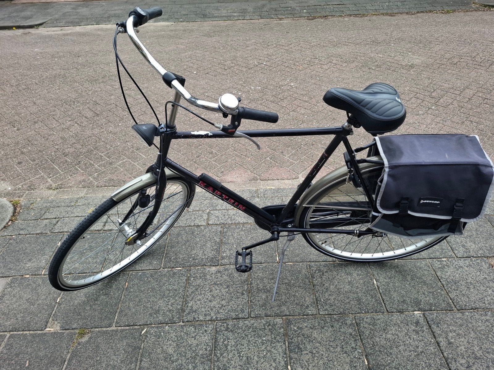 Kaptein fiets met 4 versnellingen en fietstassen, Gebruikt, Velgrem, Versnellingen, 53 tot 57 cm