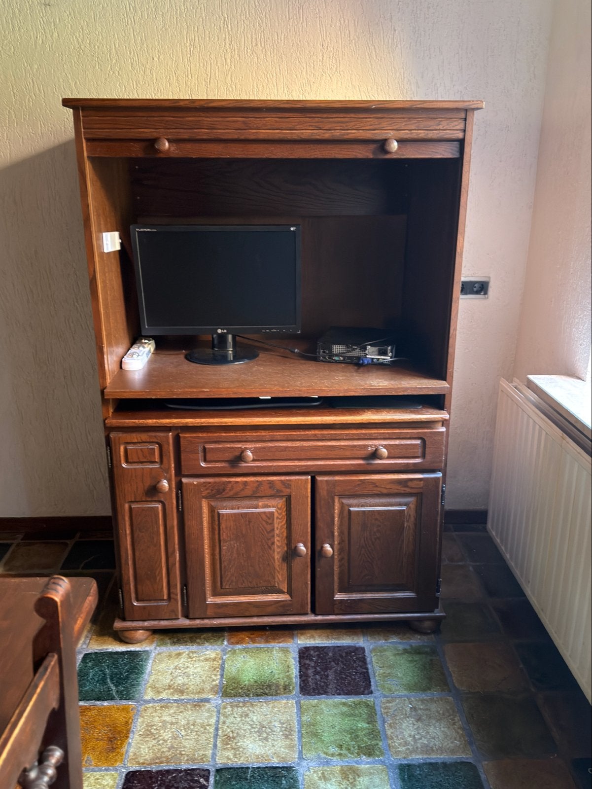 Retro Vintage Buro Computer Kast met Rolluik, Gebruikt, 70 tot 120 cm, 120 tot 170 cm, Ophalen of Verzenden