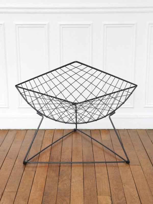 Vintage Ikea Oti fauteuil Niels Gammelgaard zwart draadstaal, Huis en Inrichting, Minder dan 50 cm, Gebruikt, 75 tot 100 cm, Ophalen of Verzenden