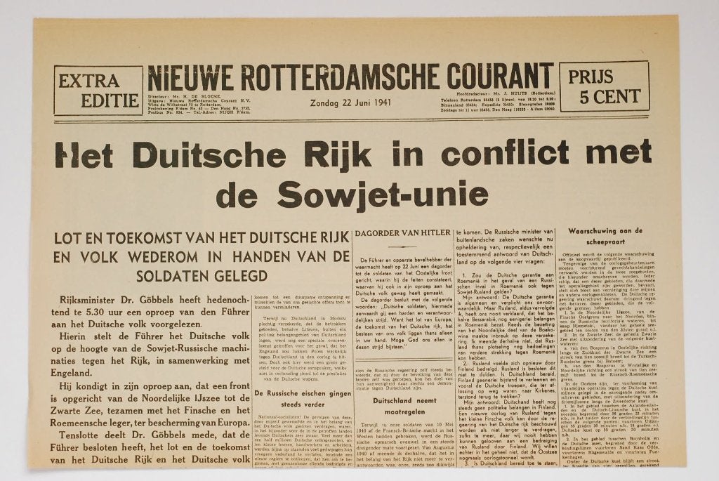 22 juni 1941 - NRC | Herdruk krant Tweede Wereldoorlog, Verzamelen, Zo goed als nieuw, Verzenden, Amsterdam, Overige soorten