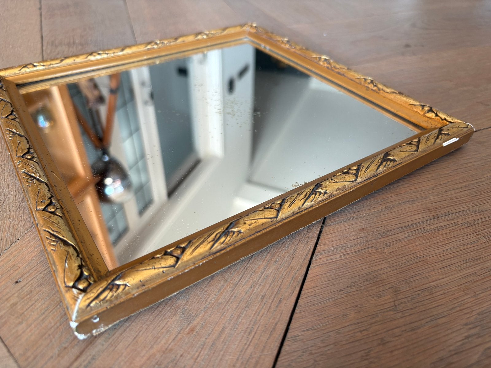 Oud spiegeltje, Antiek en Kunst, Ophalen of Verzenden, Vierkant, Minder dan 50 cm
